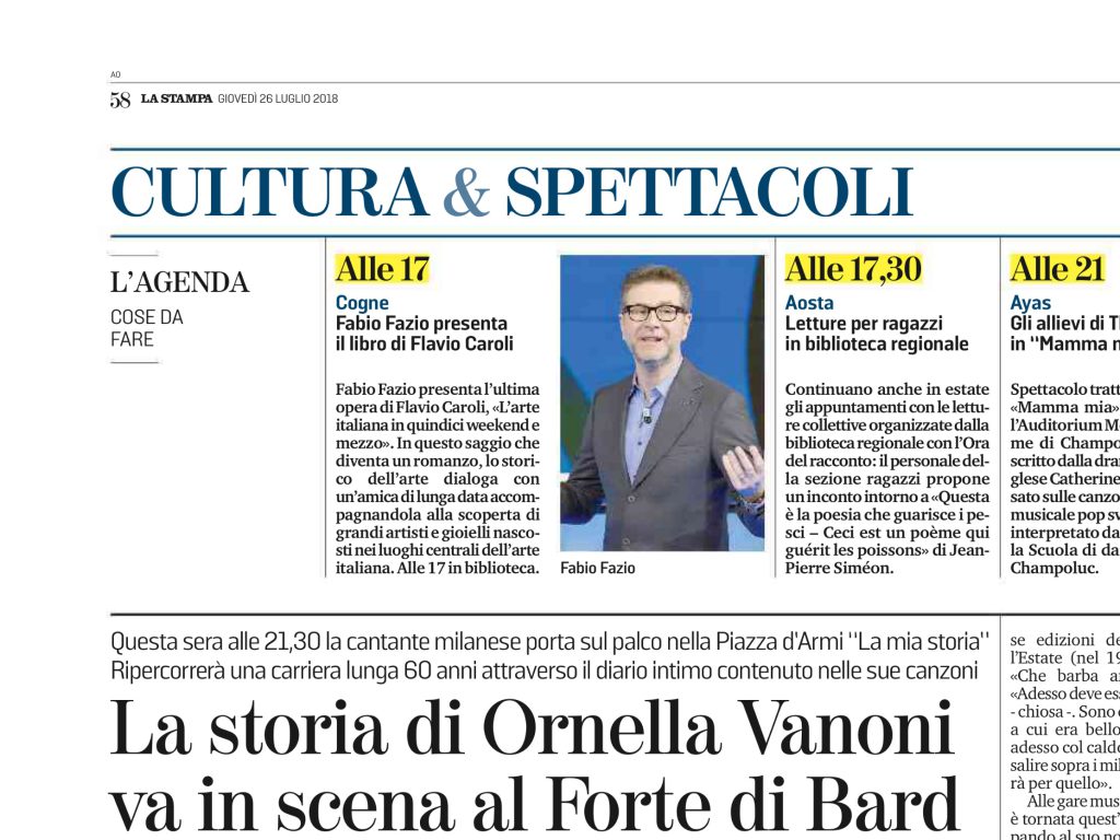 Cogne - Fabio Fazio presenta il libro di Flavio Caroli